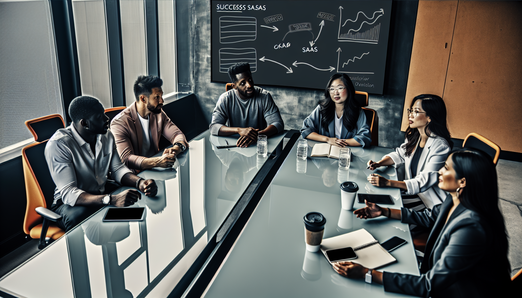 Photo of a team discussing strategies in a modern office