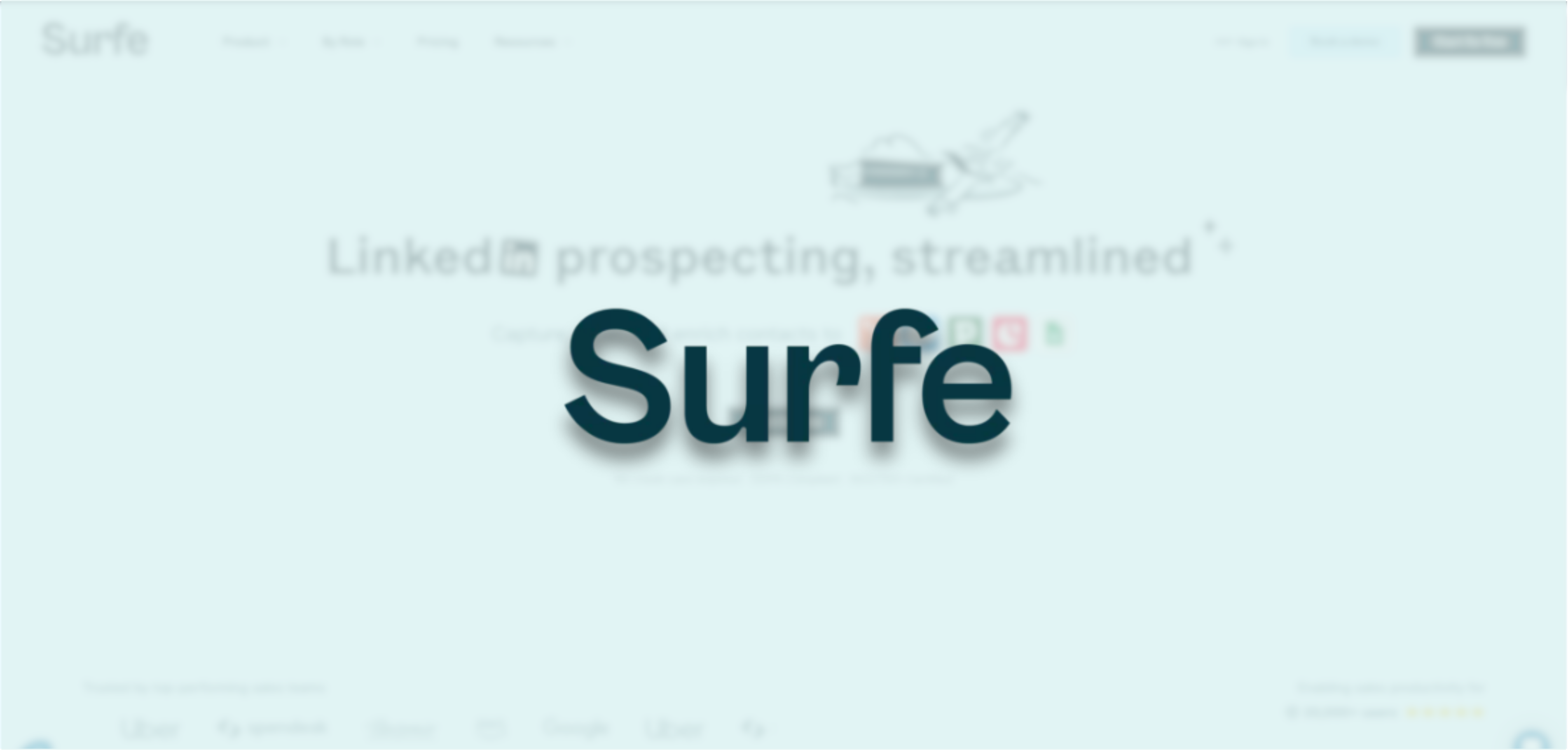 An image showing the website and logo of Surfe, one of the essential tools for LinkedIn Lead/Outreach Management.