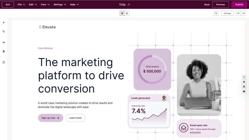 Example of a landing page in HubSpot