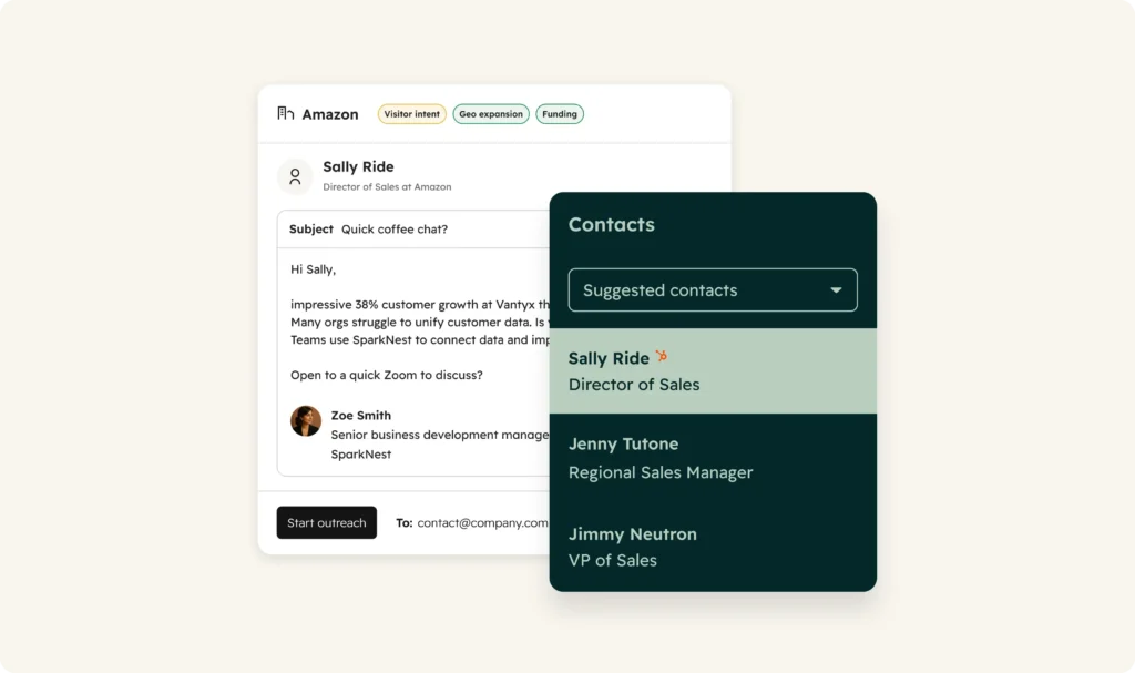 Screenshot of Sales Hub and Prospecting Agent in HubSpot